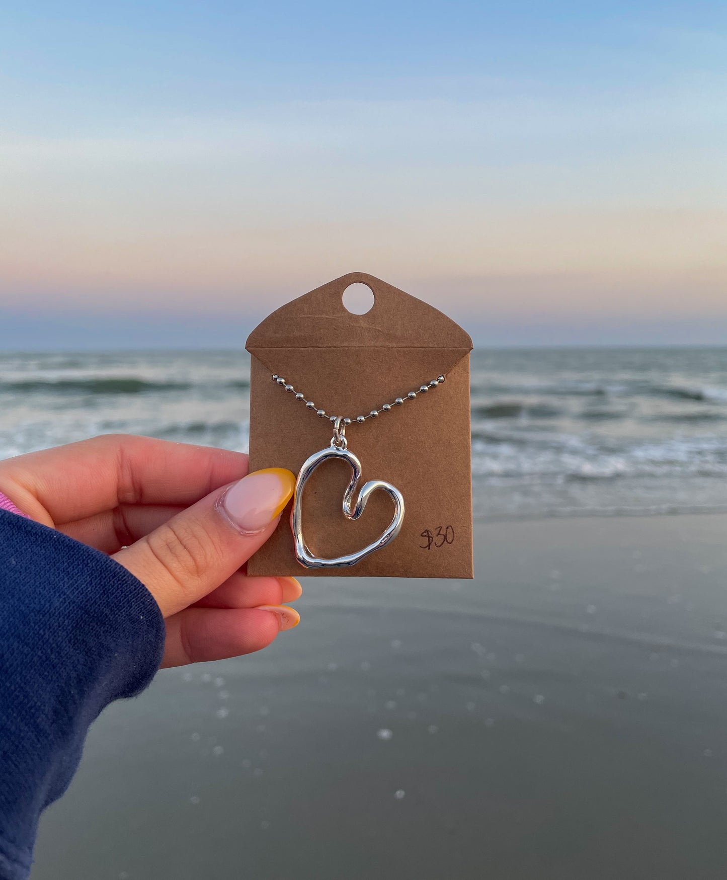 Large silver heart necklace